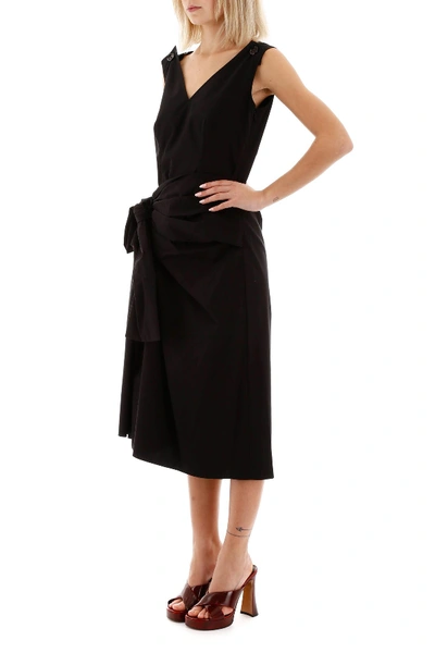 Shop Marni Draped Dress In Black