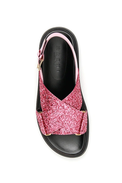Shop Marni Fussbett Glitter Sandals In Mistyrose
