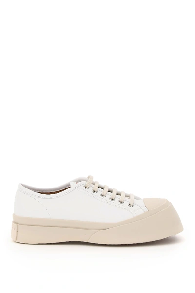 Shop Marni Pablo Leather Sneakers In White