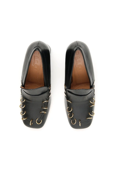 Shop Marni Piercing Loafers In Black