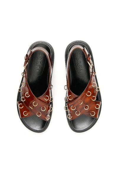 Shop Marni Piercing Fussbett Sandals In Moka