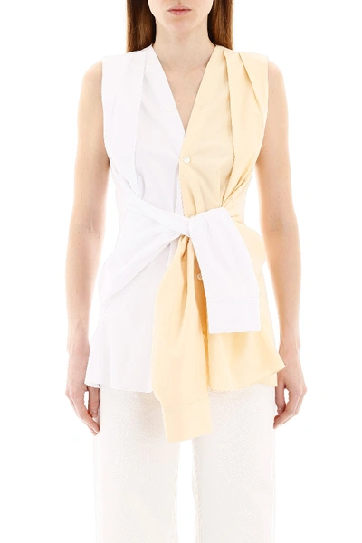 Shop Marni Two-tone Lily Top In Lily White Ivory