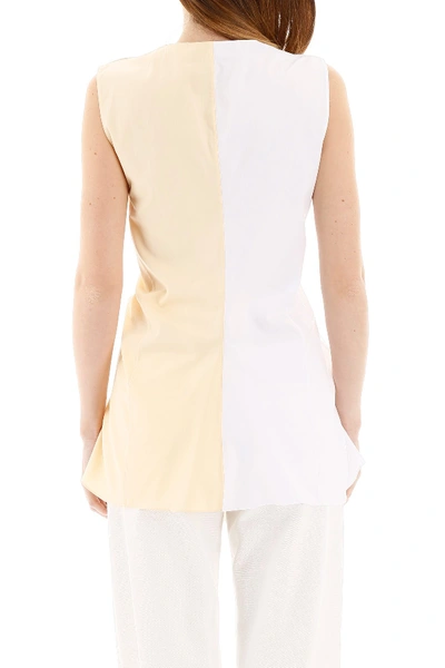 Shop Marni Two-tone Lily Top In Lily White Ivory
