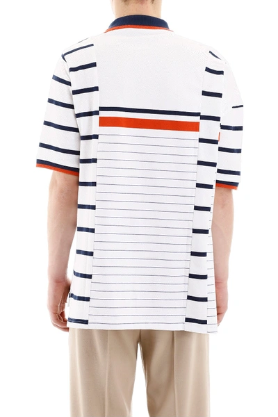 Shop Martine Rose Striped Polo Shirt In White Orange Navy Stripe