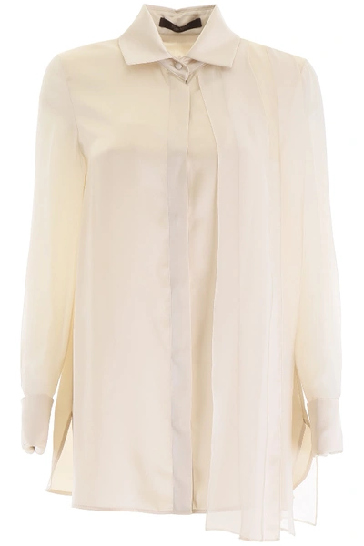 Shop Max Mara Marsala Shirt With Scarf In Bianco Avorio