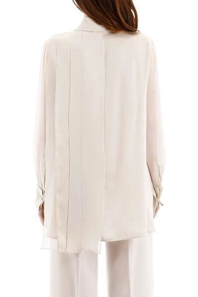 Shop Max Mara Marsala Shirt With Scarf In Bianco Avorio