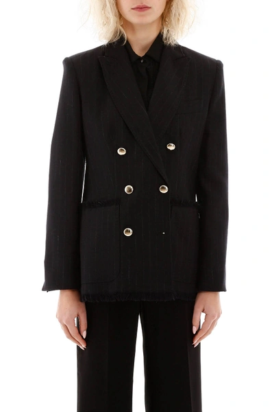 Shop Max Mara Miki Pinstriped Blazer In Blu Marino