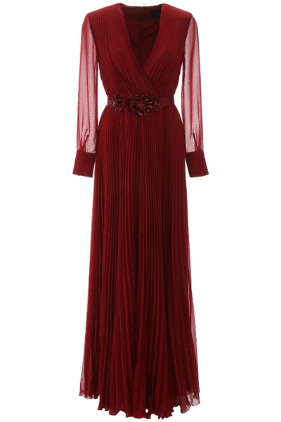 Shop Max Mara Pleated Genarca Dress In Rosso