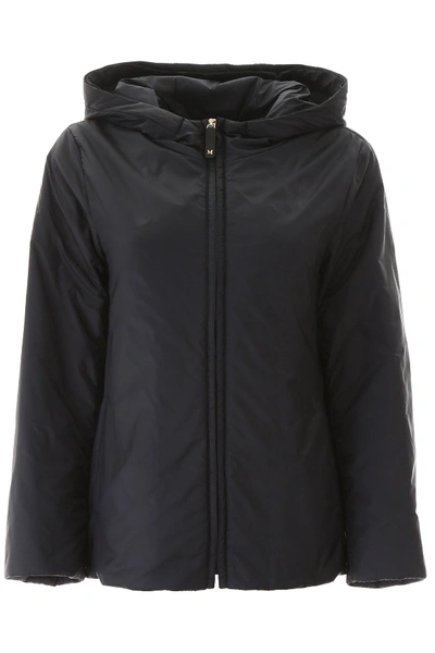 Shop Max Mara The Cube Hooded Jacket In Blu Notte
