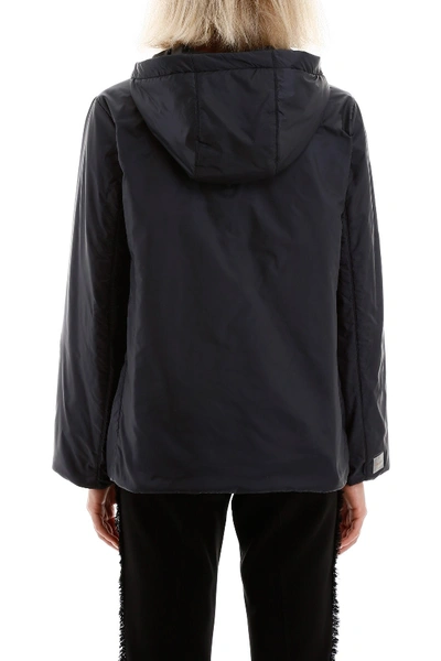 Shop Max Mara The Cube Hooded Jacket In Blu Notte