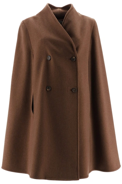 Shop Max Mara Tione Cashmere Cape In Tabacco