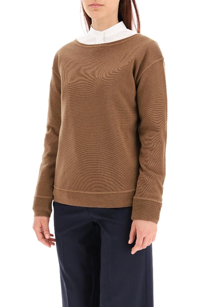 Shop Max Mara Uniparo Wool Sweater In Tabacco