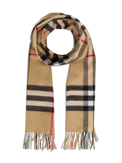 Shop Burberry Maxi Check Scarf In Beige