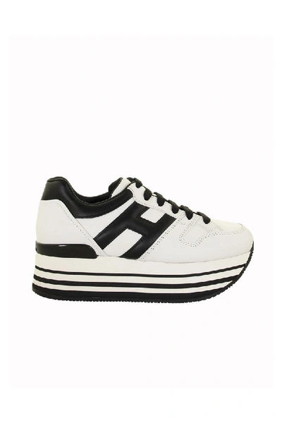 Shop Hogan Maxi H222 Black, White Leather Sneakers In White And Black