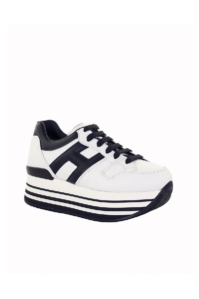 Shop Hogan Maxi H222 Black, White Leather Sneakers In White And Black