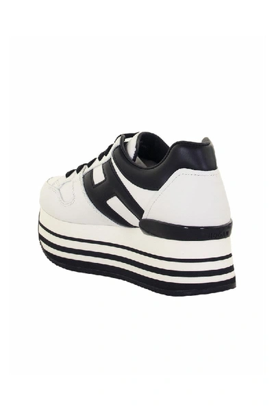 Shop Hogan Maxi H222 Black, White Leather Sneakers In White And Black