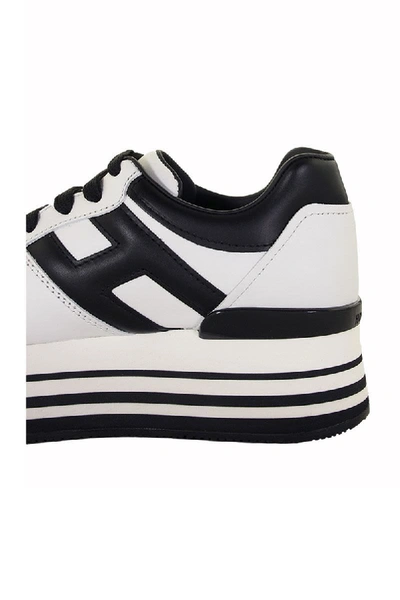 Shop Hogan Maxi H222 Black, White Leather Sneakers In White And Black