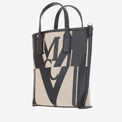 MCM Logo Glitch Mini Canvas Shopper