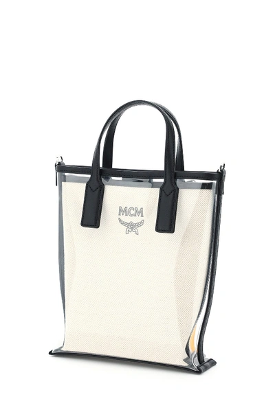 Shop Mcm Mini Tpu And Canvas Tote Bag In Multi