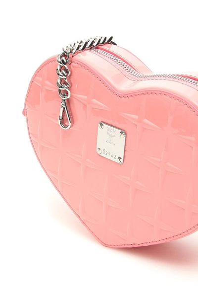 Shop Mcm Patricia Diamond Heart Bag In Salmon Rose