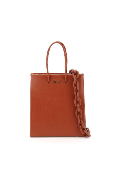 Shop Medea Short Prima Bag With Leather Chain In Cherry