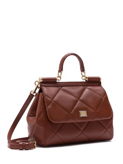 Shop Dolce & Gabbana Medium Sicily Bag In Brown