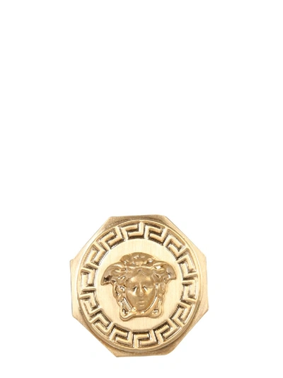 Shop Versace Medusa And Greek Ring In Gold
