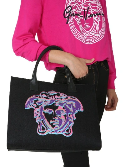 Shop Versace Medusa Pop Shopping Bag In Black