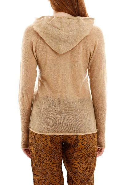 Shop Mes Demoiselles Shoshana Knit Hoodie In Camel