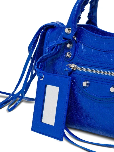 Shop Balenciaga Metallized Mini City Bag In Blu