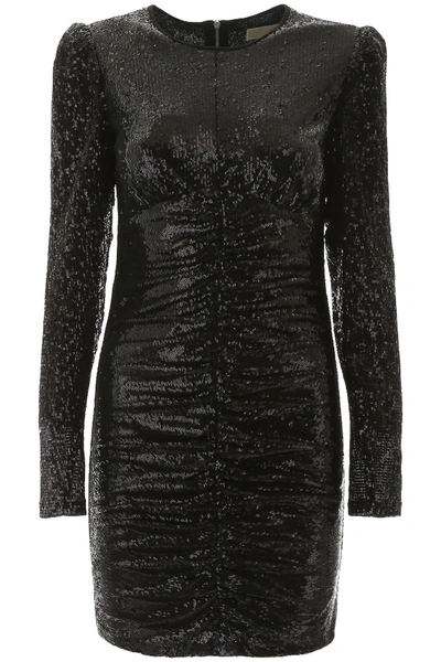 Shop Michael Michael Kors Draped Sequins Dress In Black