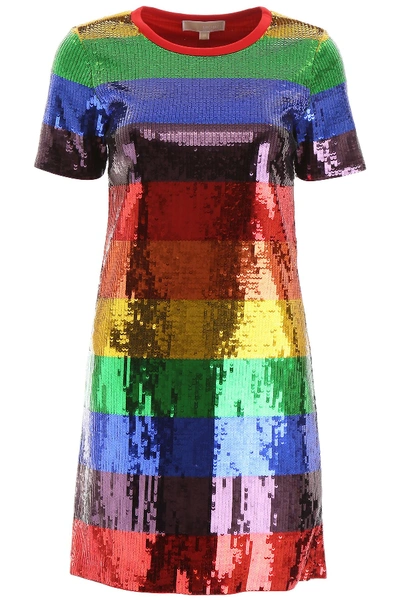 Shop Michael Michael Kors Multicolor Sequin Mini Dress In Rainbow Multi