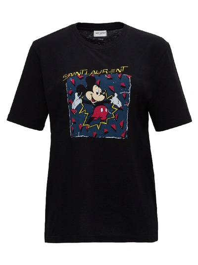 Shop Saint Laurent Mickey Mouse Tee In Black