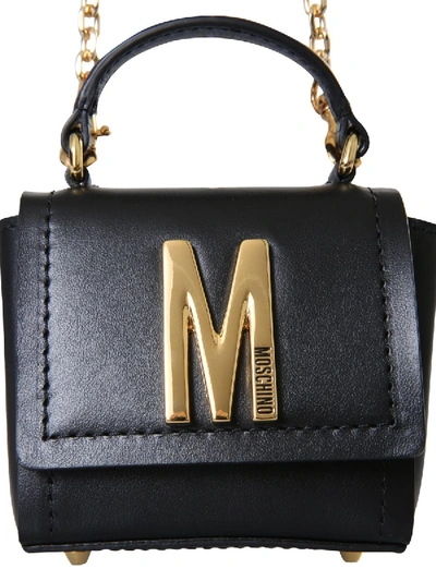Shop Moschino Micro Bag With Logo In Black