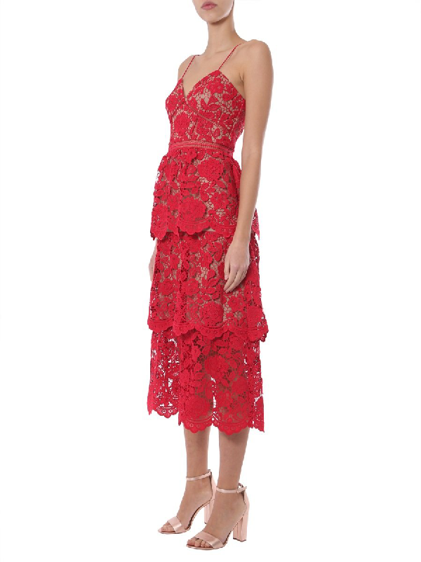 self portrait dress red lace
