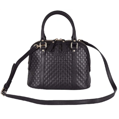 Shop Gucci Mini Ssima Black Leather Bag In Nero/verde
