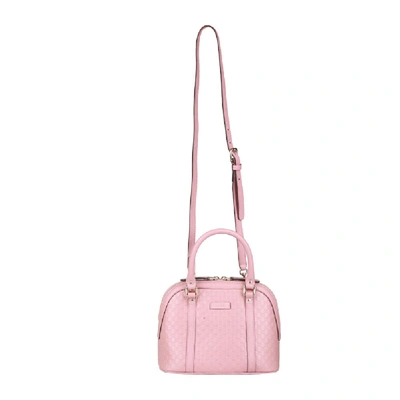 Shop Gucci Mini Ssima Pink Leather Bag In Beige-rosso