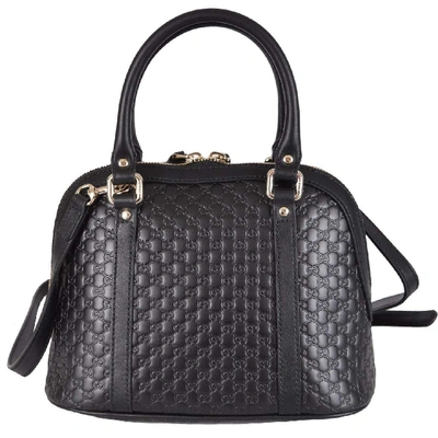 Shop Gucci Mini Ssima Black Leather Bag In Nero/verde