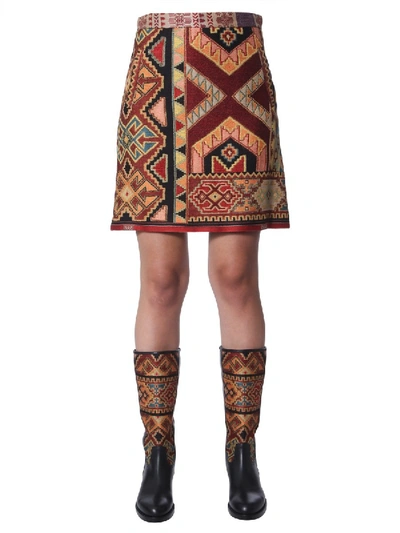 Shop Etro Mini Jacquard Skirt In Multicolour