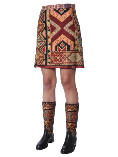 Shop Etro Mini Jacquard Skirt In Multicolour