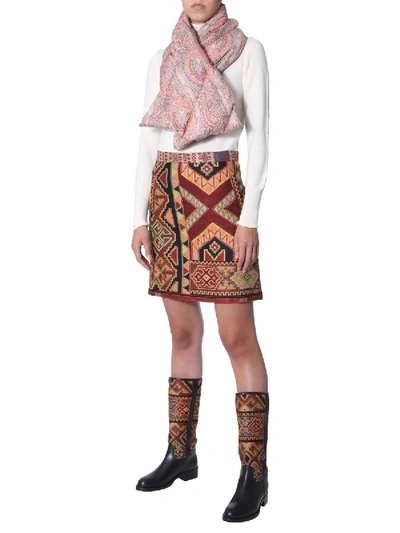 Shop Etro Mini Jacquard Skirt In Multicolour