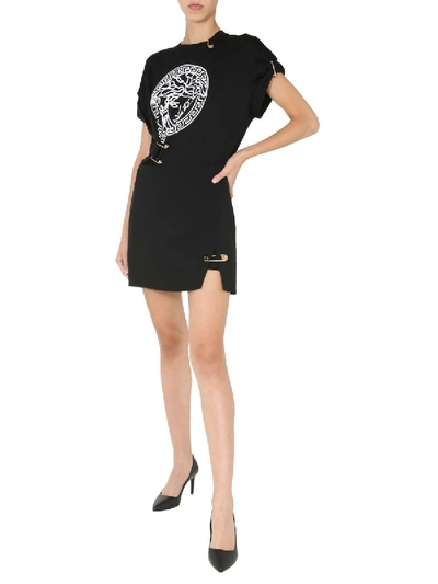 Shop Versace Mini Skirt With Detail In Black