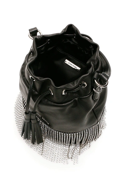Shop Miu Miu Crystal Fringe Bucket Bag In Nero