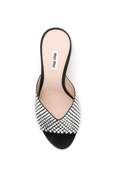 Shop Miu Miu Crystal Mules In Nero