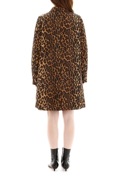 Shop Miu Miu Leopard-printed Coat In Kaki