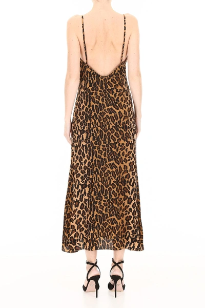Shop Miu Miu Leopard-printed Dress In Kaki