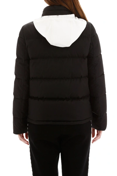 Shop Miu Miu Logo Puffer Jacket With Crystals In Nero