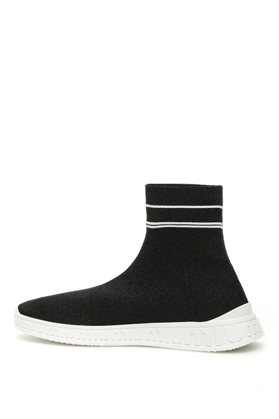 Shop Miu Miu Logo Sock Sneakers In Nero Bianco