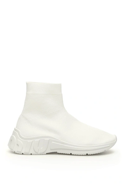 Shop Miu Miu Miu Run Hi-top Sneakers In Bianco