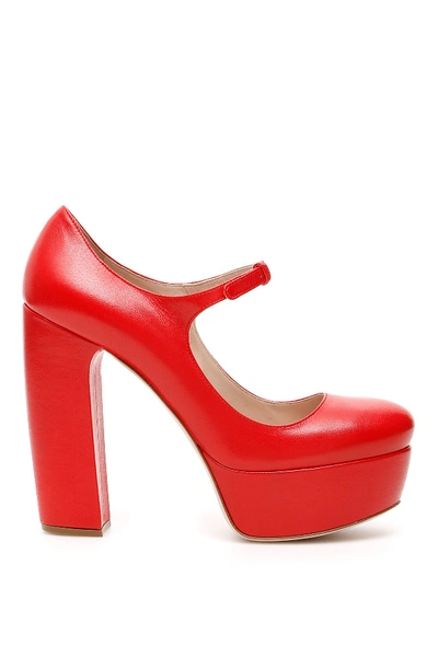 Shop Miu Miu Platform Pumps In Rosso